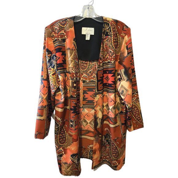 Vintage Algo Duster Jacket Cardigan Aztec Western Boho Retro Party Sz 14 - Picture 9 of 12